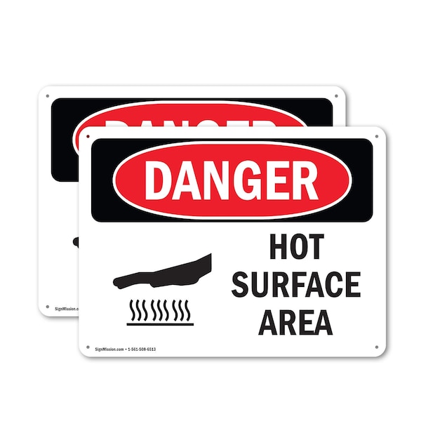 Signmission Hot Surface Sign, 7 in H x 10 in W, Plastic, Hot Surfaces In This Area OS-2PACK-DS-P-710-L-2217 - main